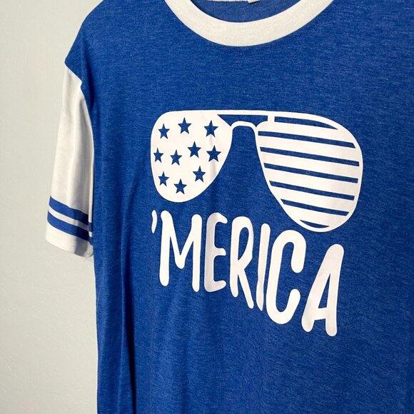 'Merica Blue Baseball Style T-Shirt Unisex XL - Picture 5 of 5